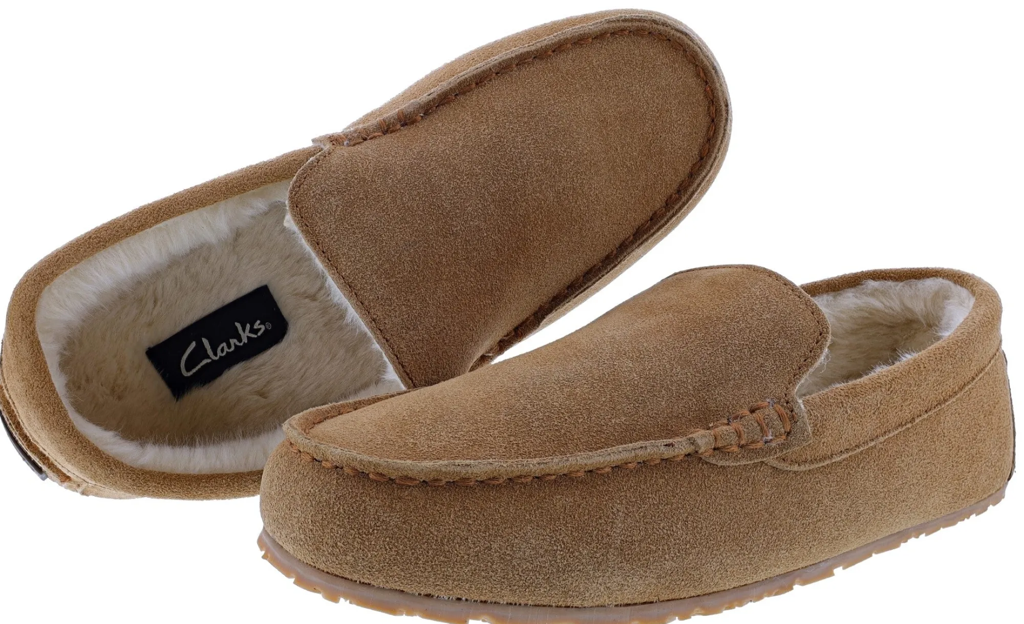 Slippers>Clarks of England Clarks Men's Moccasin Romeo JMH1638 Indoor & Outdoor Clog Slippers Cinnamon