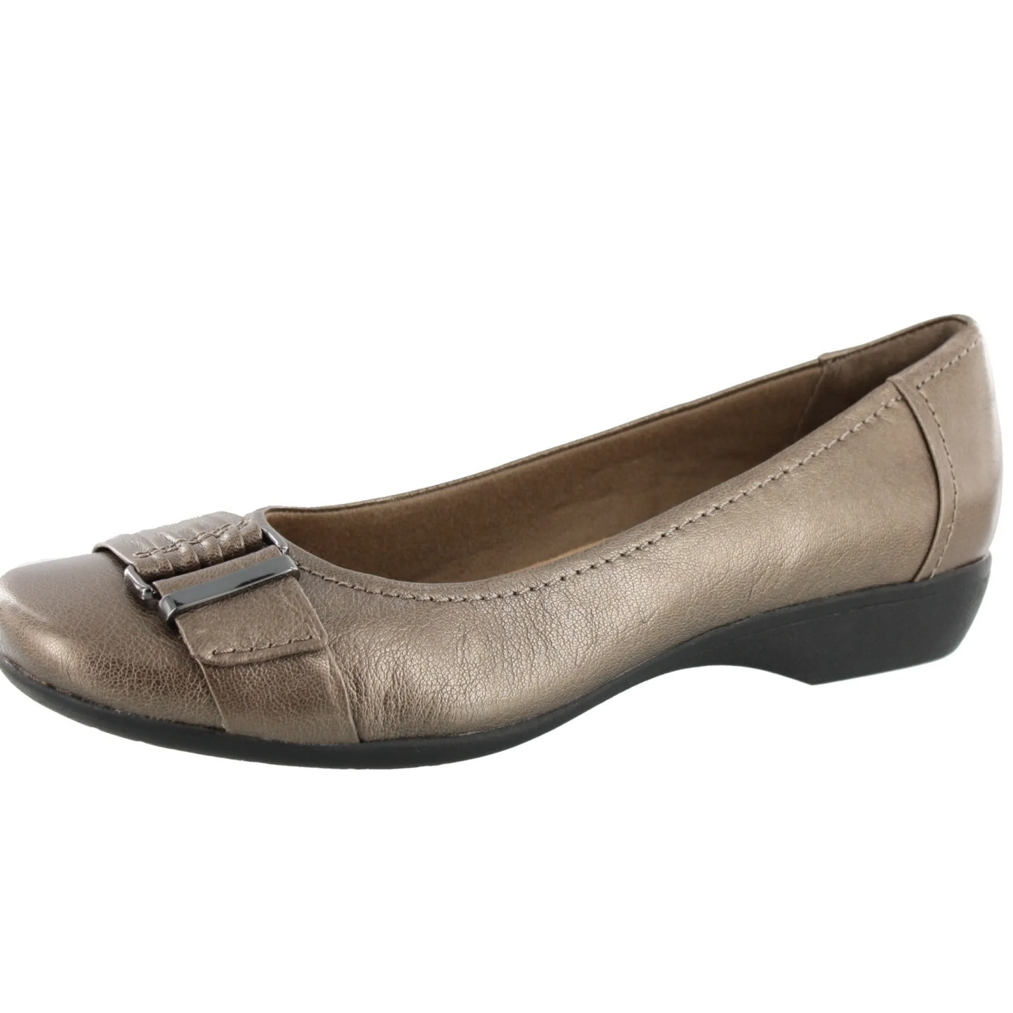 Wide Width Shoes|Flats>Clarks of England Clarks Propose Pixie 2 Comfortable Flats with Arch Support Pewter Metallic