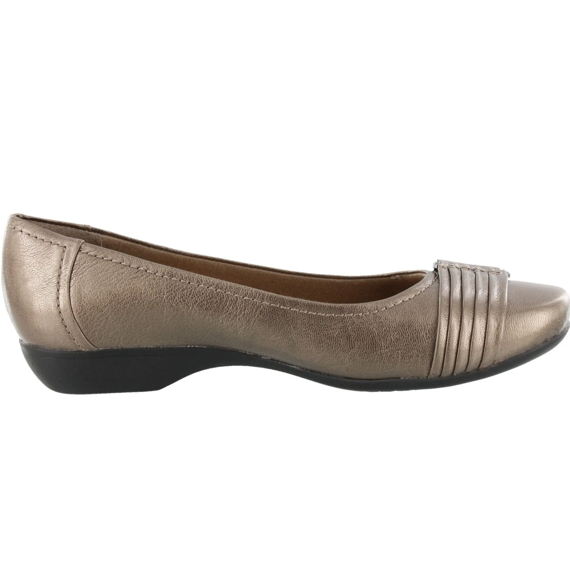 Wide Width Shoes|Flats>Clarks of England Clarks Propose Pixie 2 Comfortable Flats with Arch Support Pewter Metallic