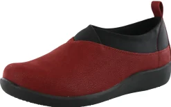 Flats|Casual>Clarks of England Clarks Women Sillian Greer Red Slip On Casual Shoes Cherry