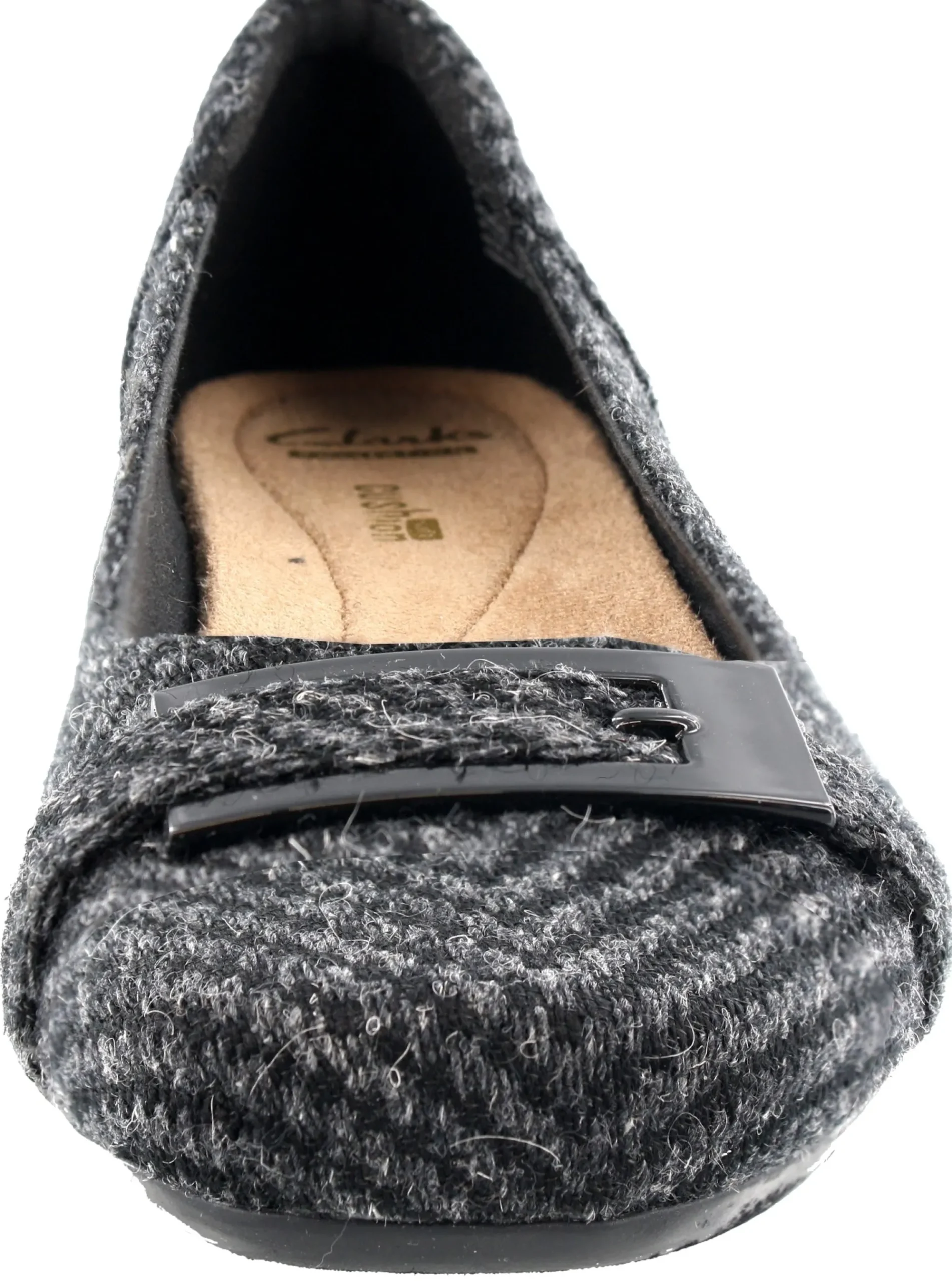 Flats>Clarks of England Clarks Womens Blanche West Dress Flats with Arch Support Black Synthetic181