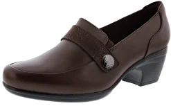 Wide Width Shoes>Clarks of England Clarks Women's Emily Andria Slip-On Loafer Pump Shoes Dark Brown