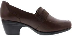 Wide Width Shoes>Clarks of England Clarks Women's Emily Andria Slip-On Loafer Pump Shoes Dark Brown