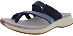Sandals|Casual>Clarks of England Clarks Women's Solan Surf Hook & Loop Strap Narrow Flip Flops Navy