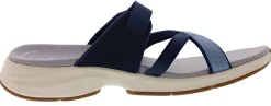 Sandals|Casual>Clarks of England Clarks Women's Solan Surf Hook & Loop Strap Narrow Flip Flops Navy