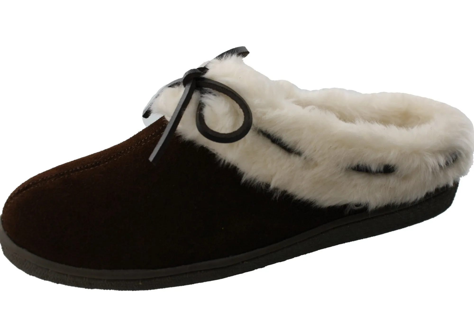 Slippers>Clarks of England Clarks Womens Winter Cozy Fur Easy On Lightweight Suede Slippers Brown Suede 7990