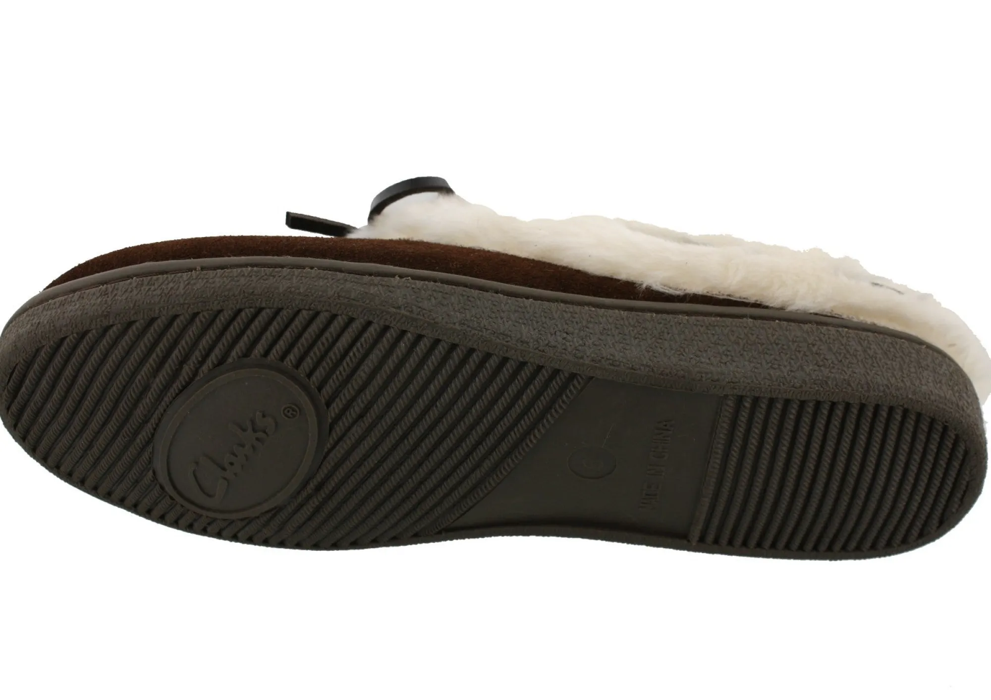 Slippers>Clarks of England Clarks Womens Winter Cozy Fur Easy On Lightweight Suede Slippers Brown Suede 7990