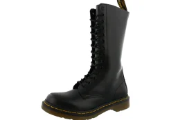 Slip Resistant>Dr. Martens Women's 1914 Smooth Leather AirWair Air Cushion Sole Durable 14 Eye Tall Boots Black Smooth