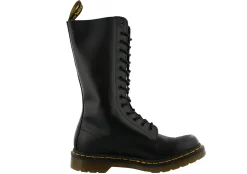 Slip Resistant>Dr. Martens Women's 1914 Smooth Leather AirWair Air Cushion Sole Durable 14 Eye Tall Boots Black Smooth