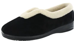 Slippers>Flexus Women's Cindy Low Comfort Slippers Black Suede