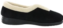 Slippers>Flexus Women's Cindy Low Comfort Slippers Black Suede