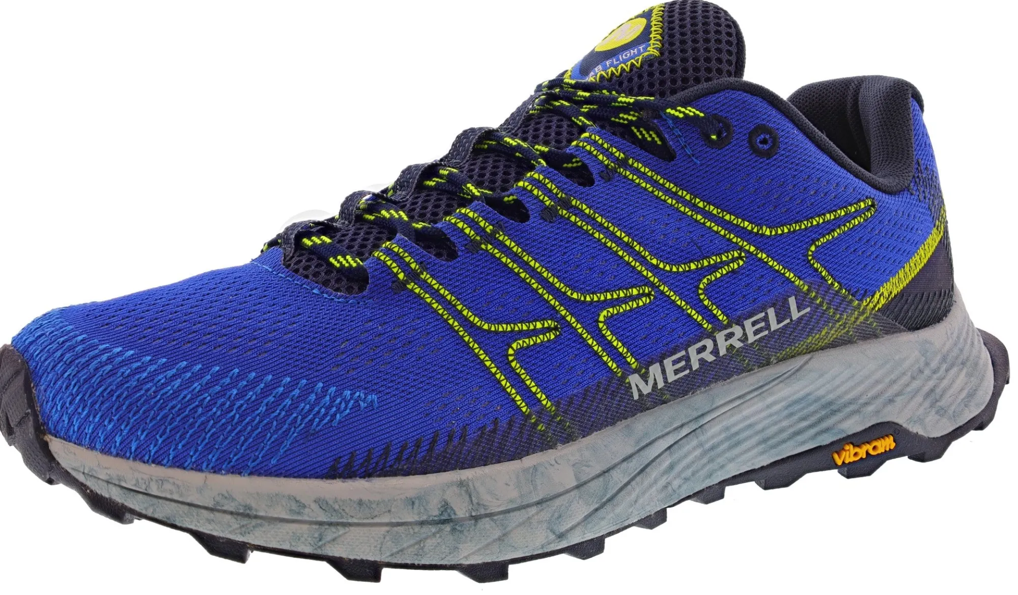 Running>Merrell Men's Moab Flight Cushioned Trail Hiking Running Shoes Cobalt