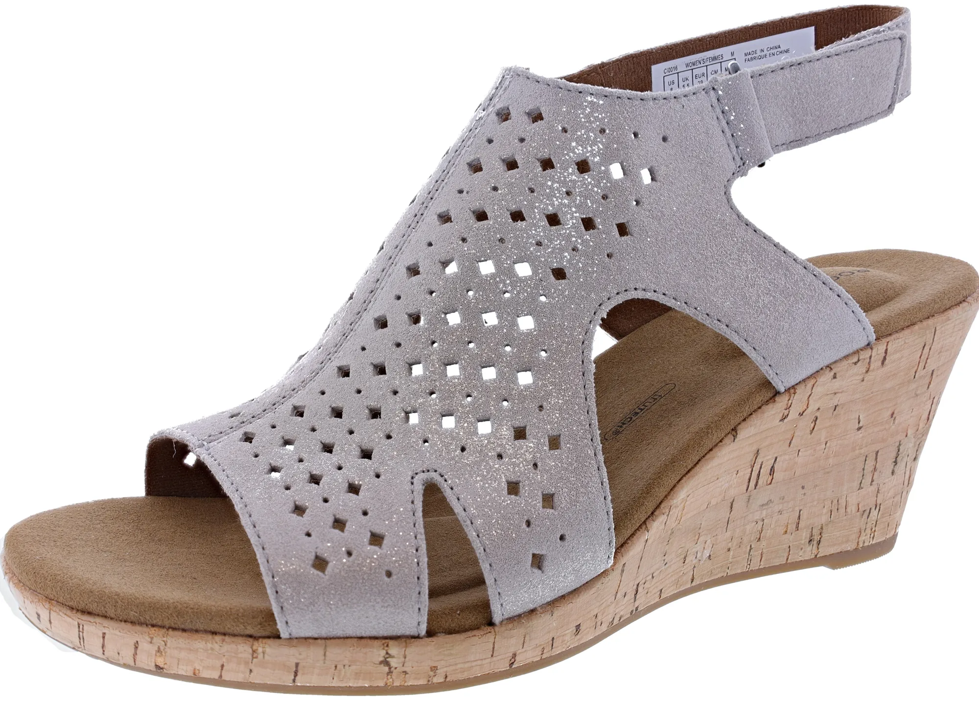 Sandals>Rockport Women's Briah Hood Sling Wedge Metallic Khaki