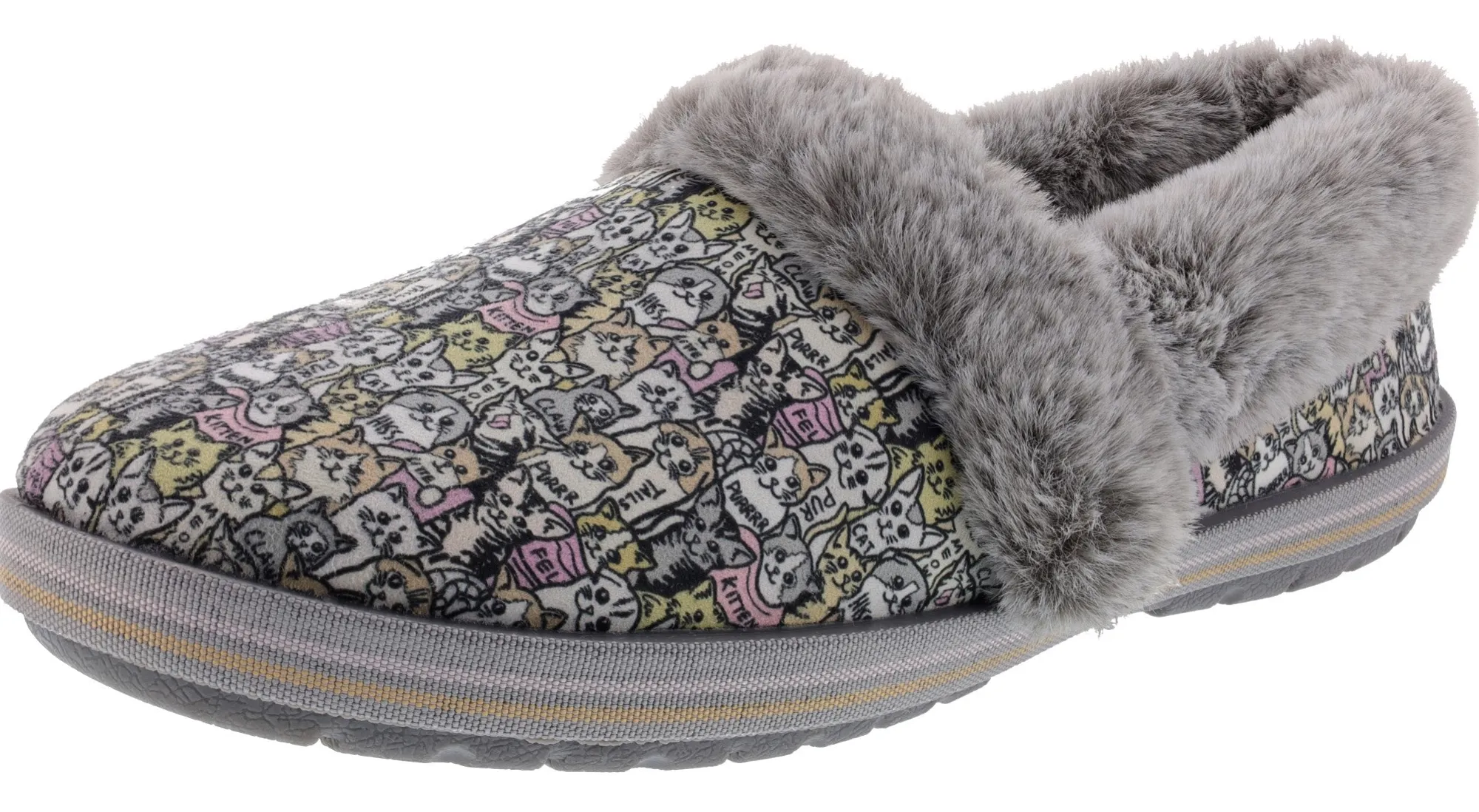 Slippers|Casual>Skechers Bobs Women's Too Cozy Purrfect Storm Memory Foam Slippers Grey/Multi