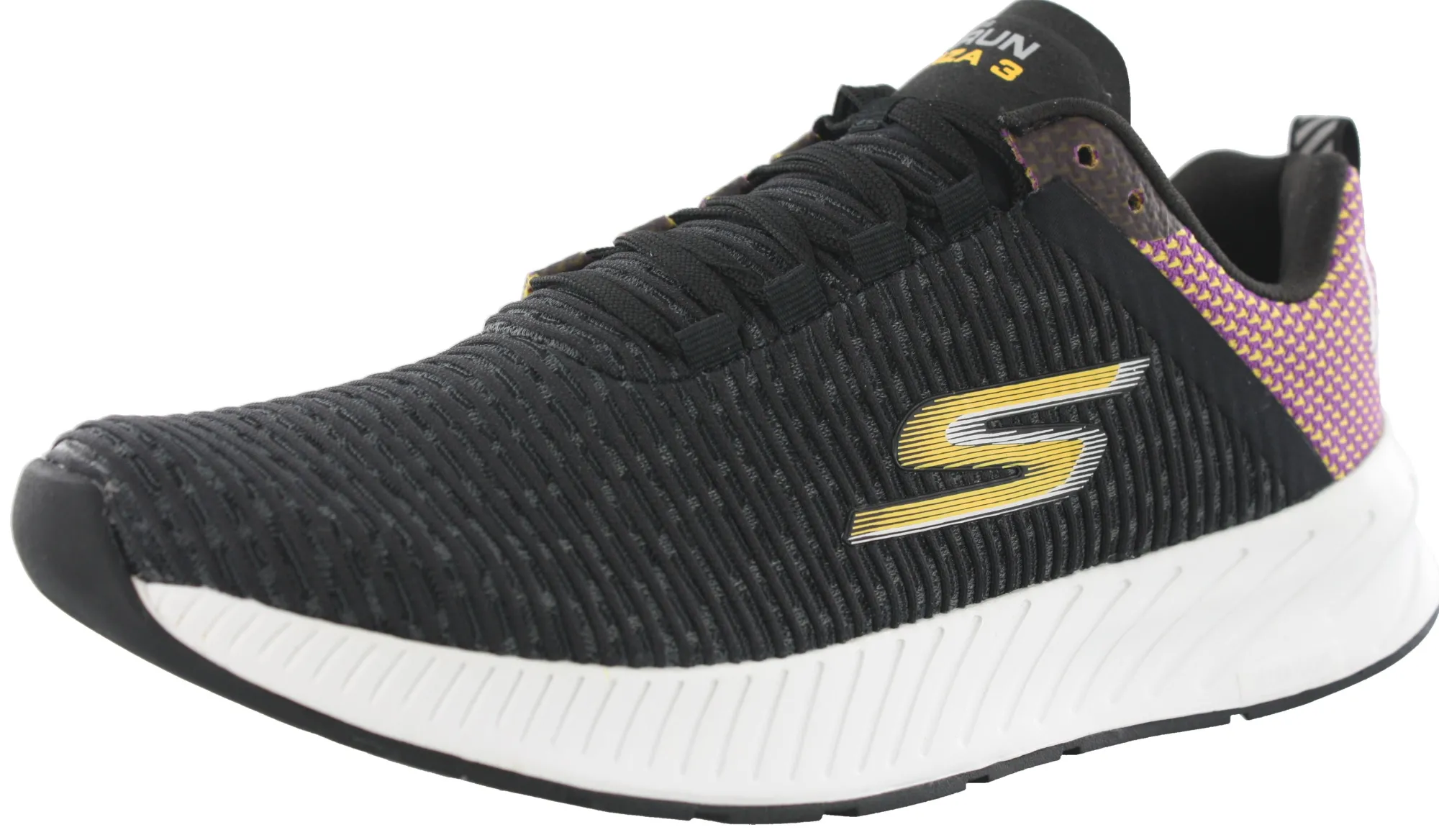 Running>Skechers Men Ultra Lightweight Go Run Forza 3 LA Marathon Running Shoes Black/Purple