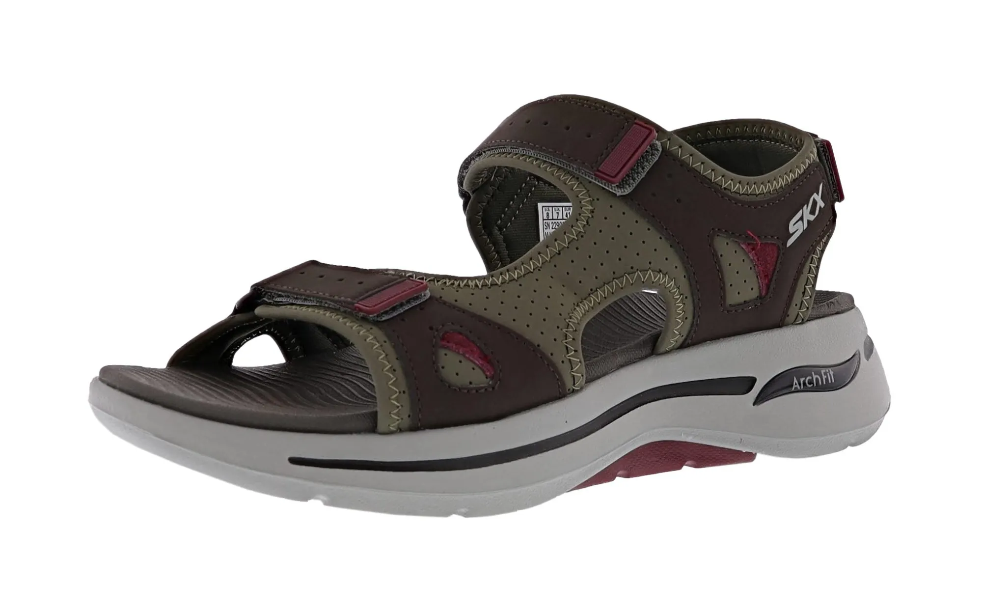 Sandals>Skechers Men's Go Walk Arch Fit - Mission II Hook & Loop Strap Sandal Olive