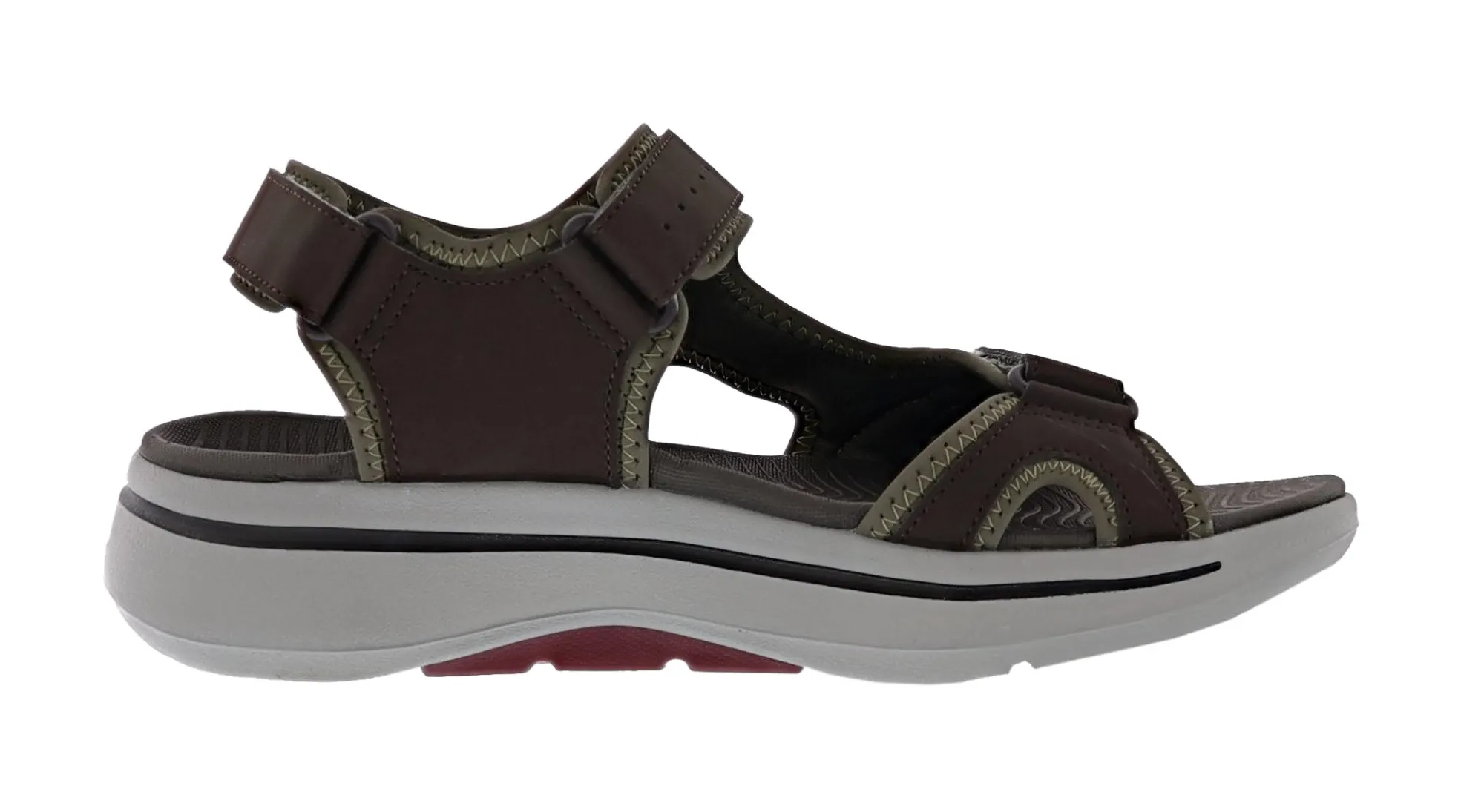 Sandals>Skechers Men's Go Walk Arch Fit - Mission II Hook & Loop Strap Sandal Olive