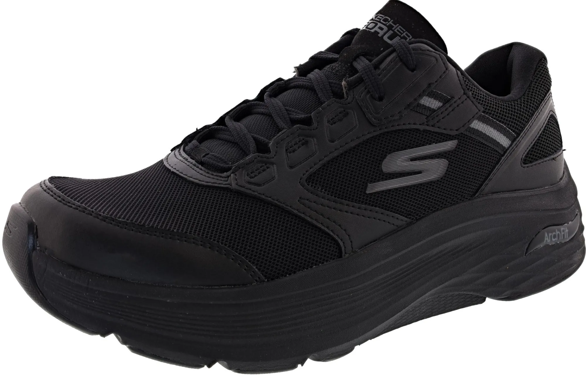 Walking>Skechers Men's Max Cushioning Arch Fit Rugged Man Walking Shoes Black