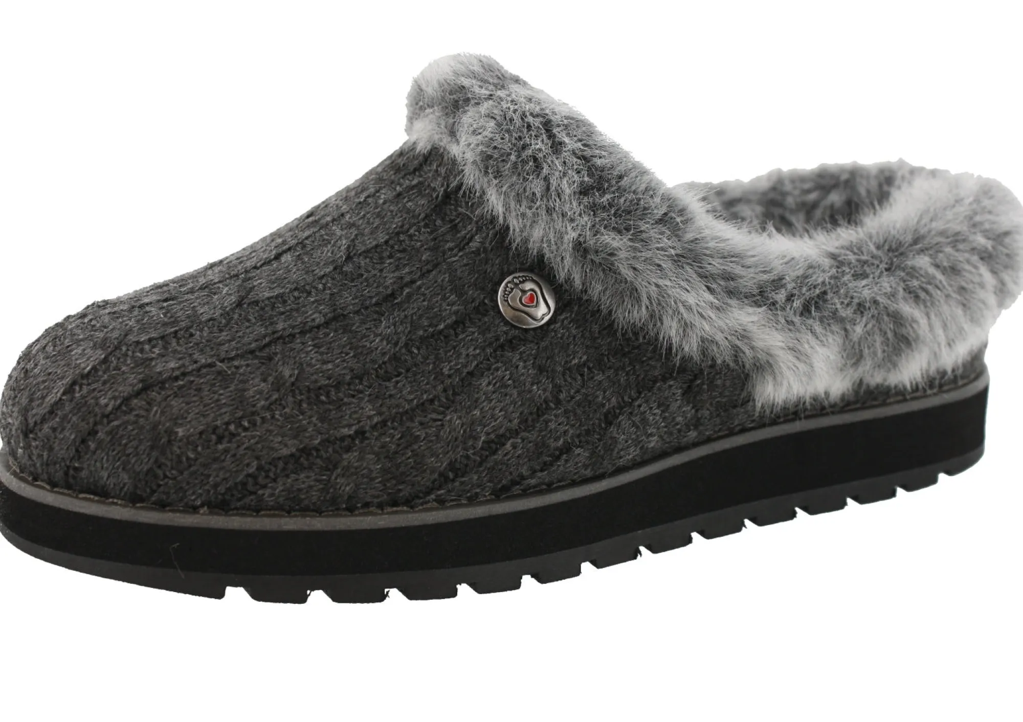 Wide Width Shoes|Slippers>Skechers Women Wide Width Furry Cozy Open Back Slippers Ice Angel