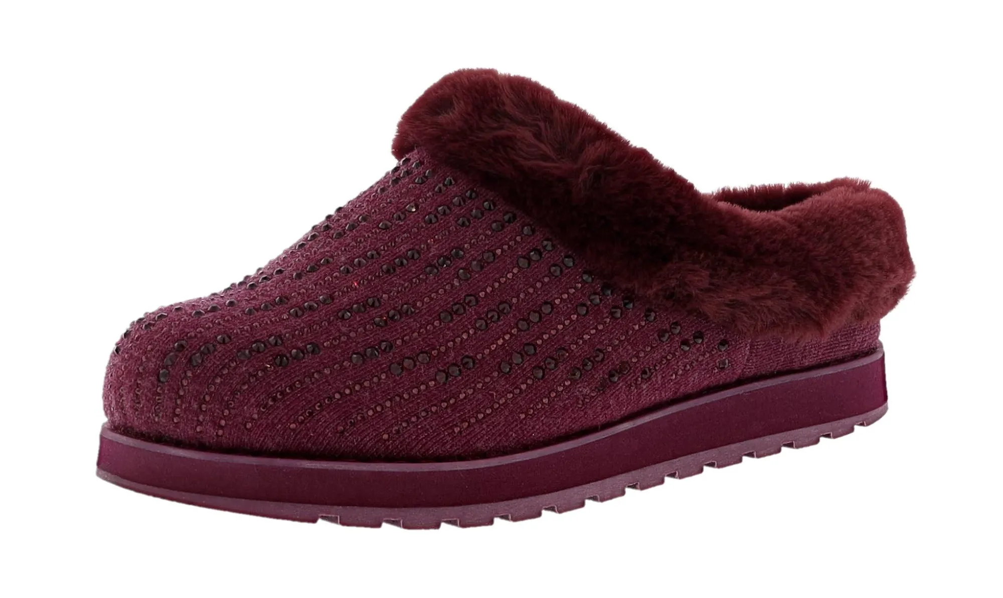 Slippers>Skechers Women's Bobs Keepsakes-Fully Frosted Clog Slippers Burgundy
