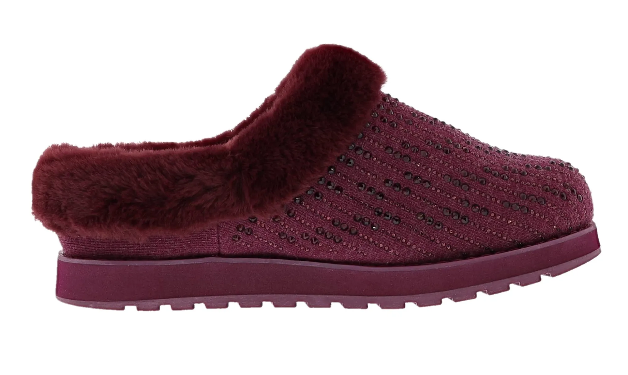 Slippers>Skechers Women's Bobs Keepsakes-Fully Frosted Clog Slippers Burgundy
