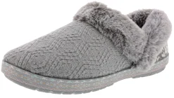 Slippers>Skechers Women's Bobs Too Cozy-Deco Drifter Memory Foam Slippers Gray