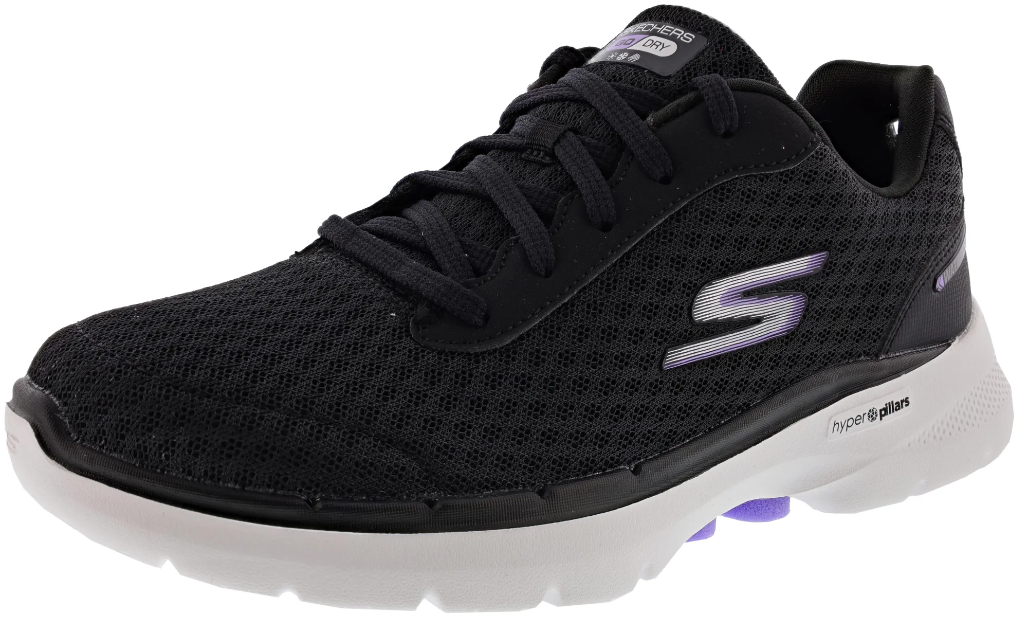 Running>Skechers Women's Go Walk 6 - Venecia Lace Up Running Shoes Black/Lavender
